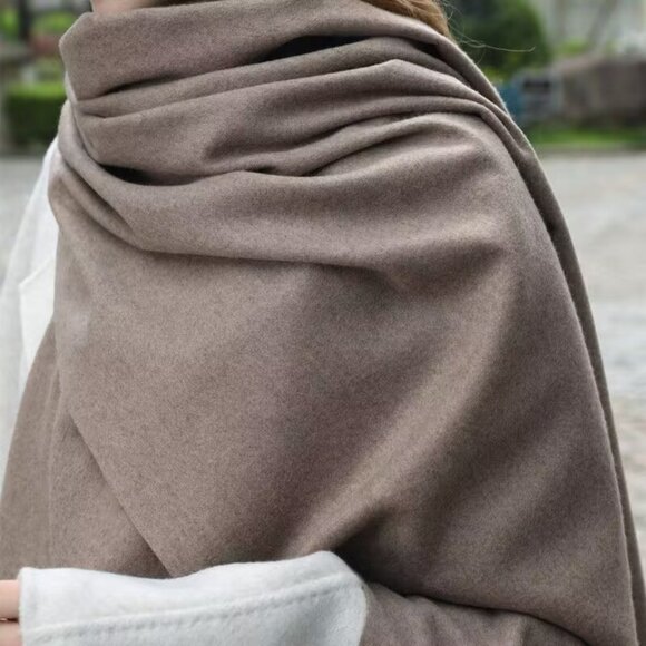 Cozy Cashmere Feel Scarf Latte Brown Long Shawl - Picture 2 of 4